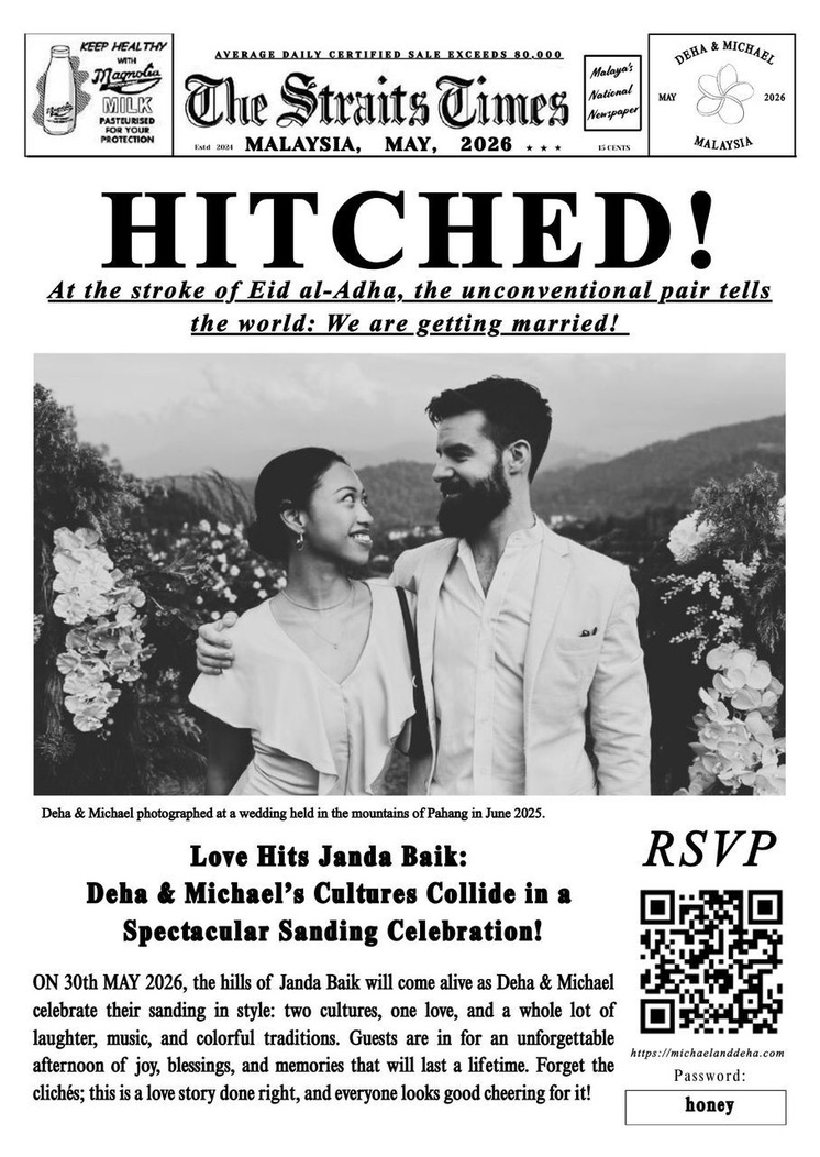 The HITCHED wedding newspaper cover