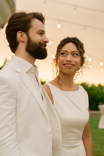 Michael and Deha in white at the nikah