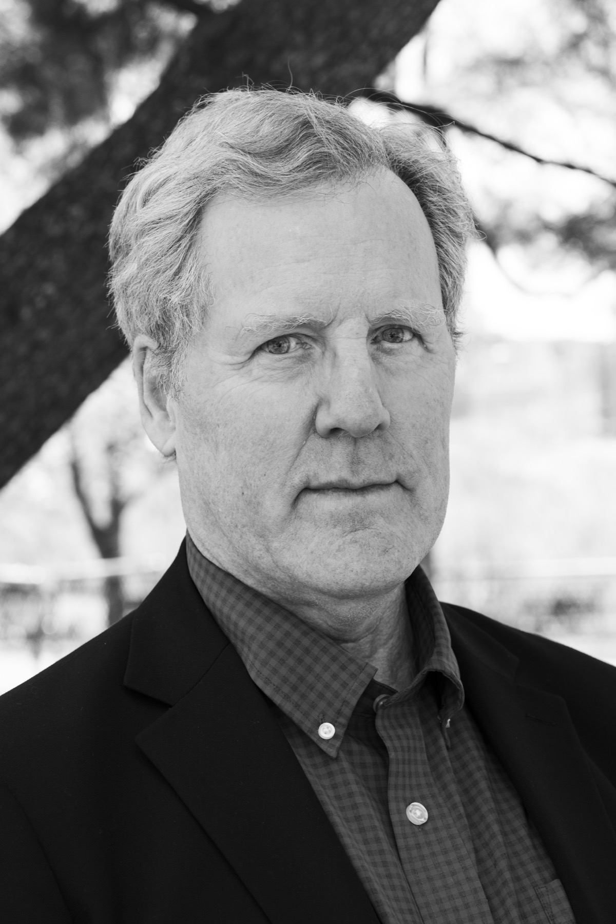 Stephen Hauge in a black-and-white portrait