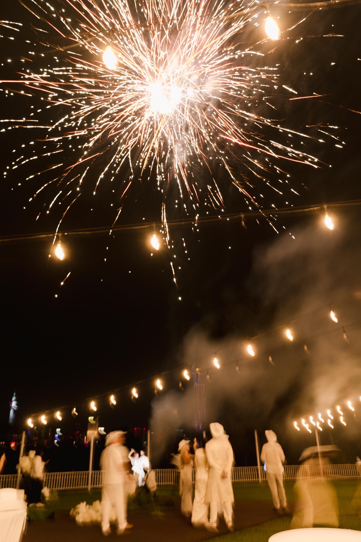 Fireworks above the wedding celebration