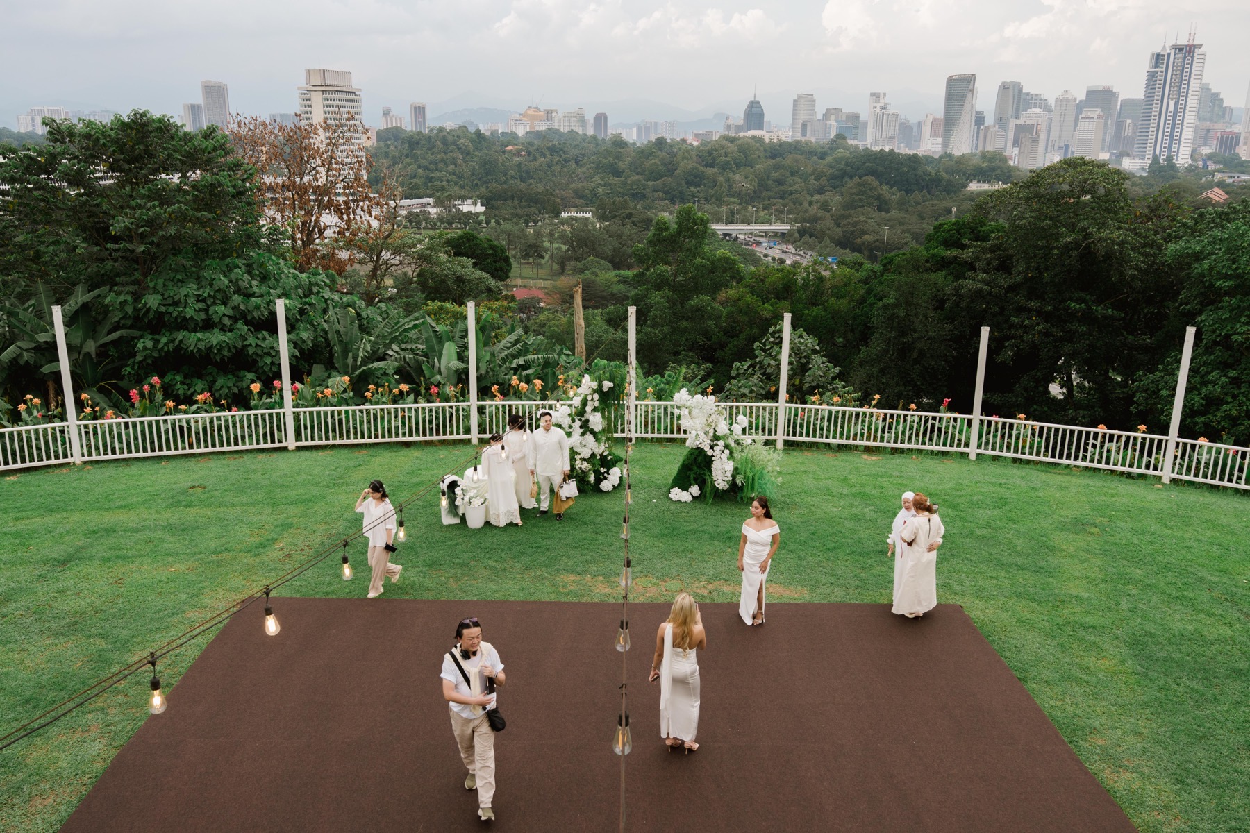 The Nikah lawn and Kuala Lumpur skyline from above